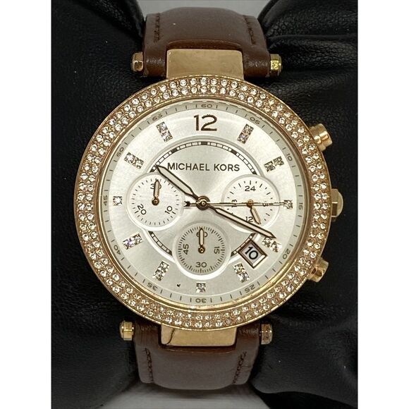 Michael Kors MK5774 Women's Brown Leather Analog White Dial Quartz Watch XX476 - Picture 2 of 12